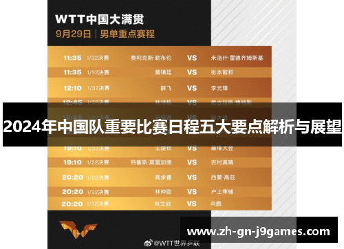 2024年中国队重要比赛日程五大要点解析与展望
